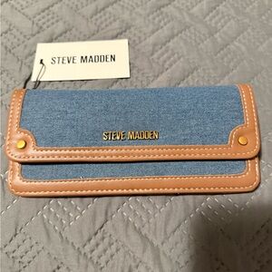 Steve Madden Denim Blue and Tan Wallet